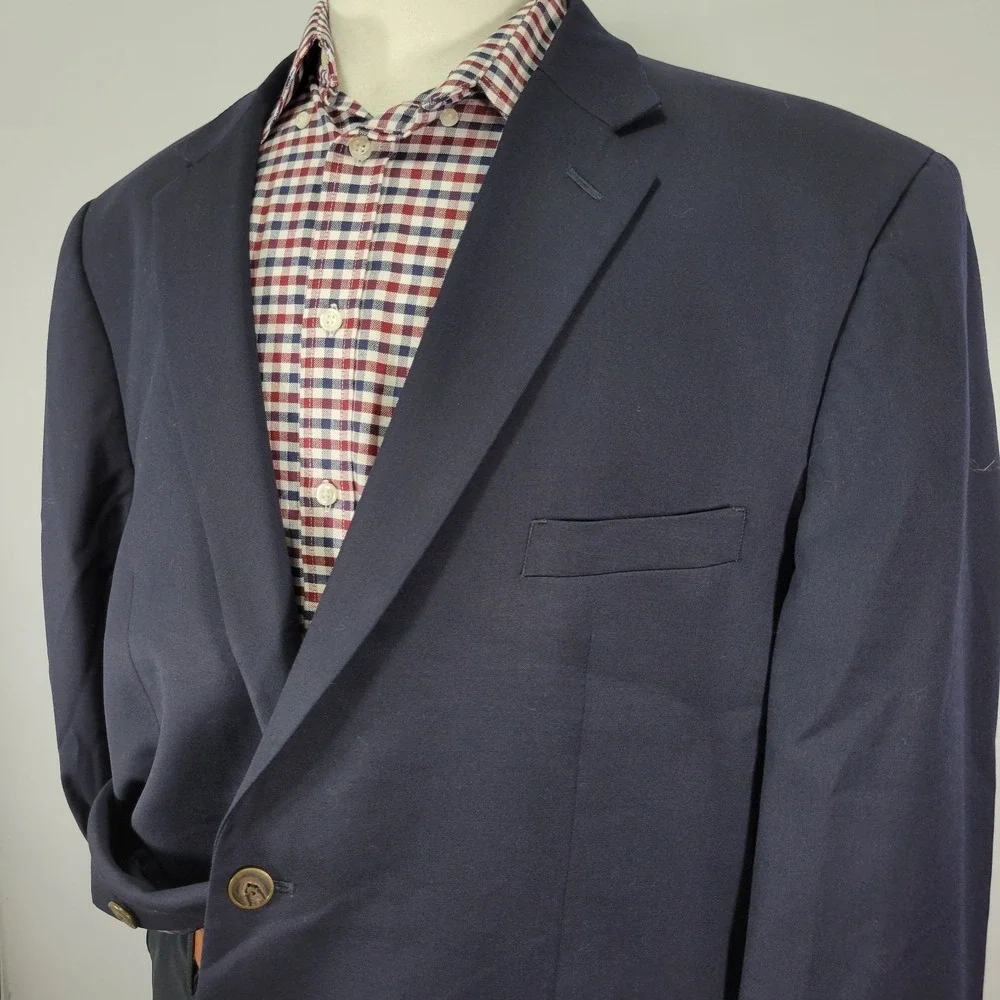Joseph Feiss Men's Sport Coat‎ Blazer Two Button Navy Blue Wool Size 50R